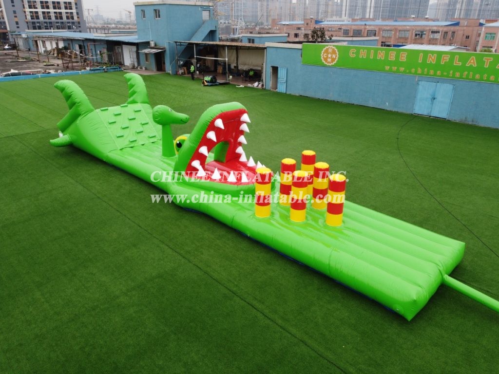 T10-109 Crocodile Theme Inflatable Obstacle Course Inflatable Water Sport Game For Kids Party Events