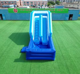 T10-115 Canal de deslizamiento inflable comercial de tres niveles al aire libre