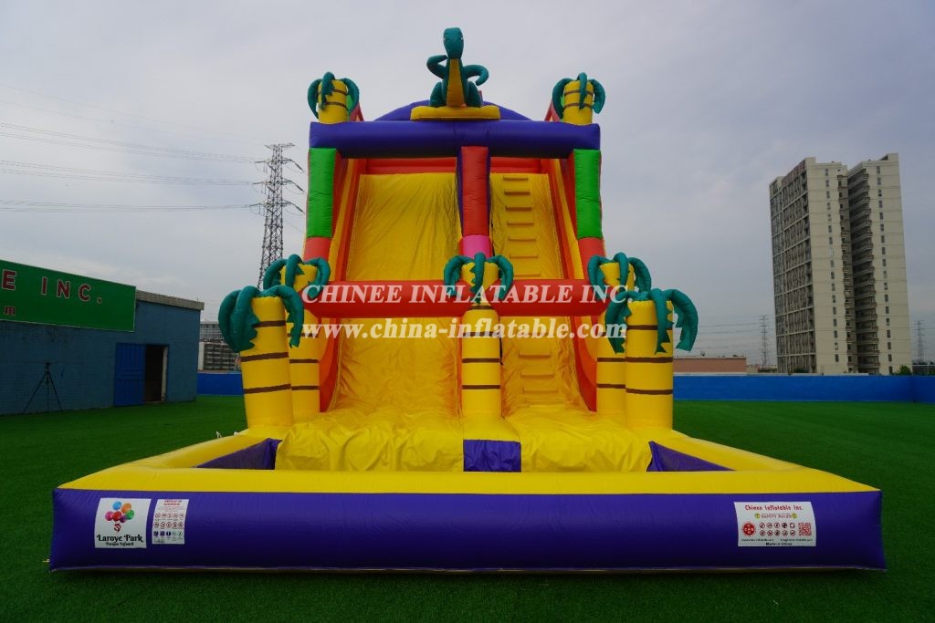 T8-1413 Inflatable Dinosaur Slide With Pool