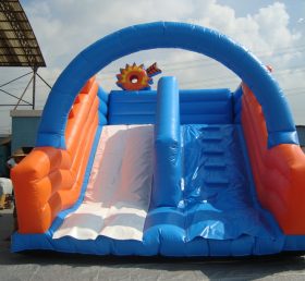 T8-306 Gigante tobogán seco inflable azul y naranja