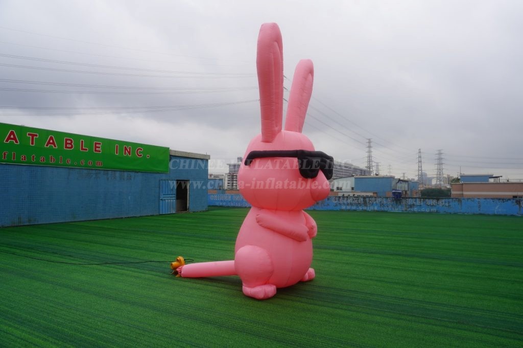 Cartoon2-054 Cool Pink Bunny Inflatable with Sunglasses