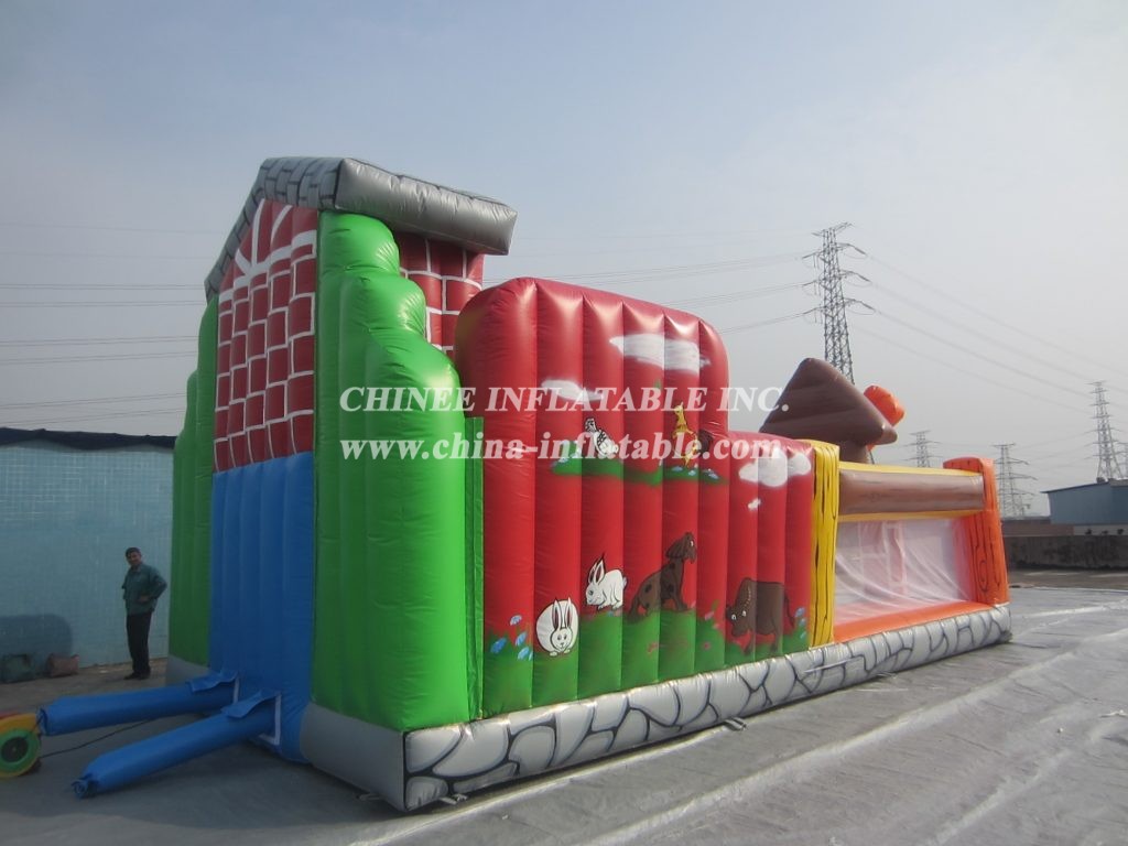 T8-2500 Farm And House Themed Giant Inflatable Slide