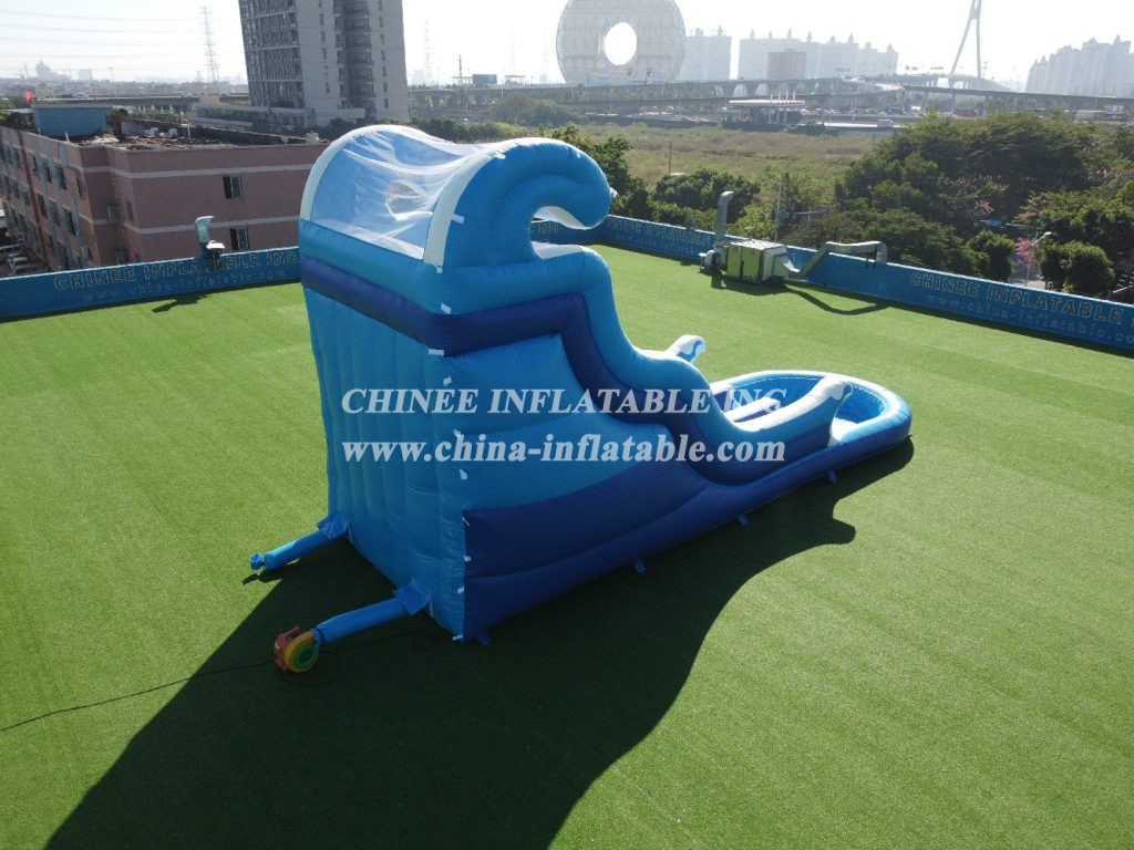 T8-623 Giant Inflatable Wave Slide With Pool