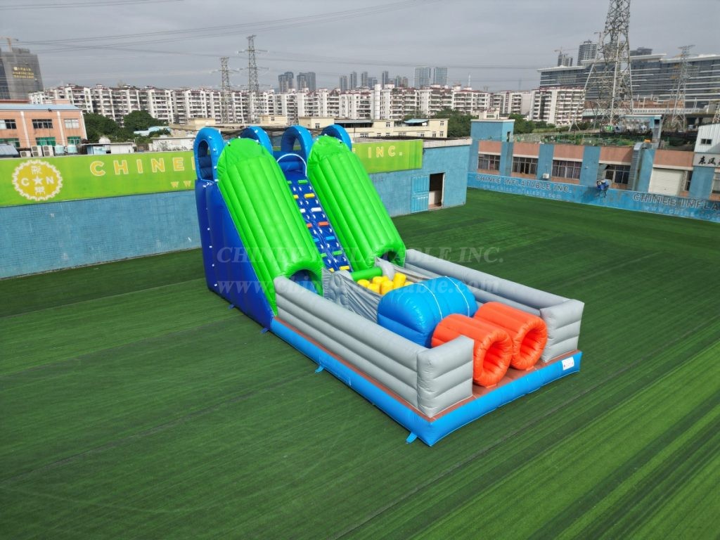 T8-3816 Customized Double Slide Inflatable Slide With Obstacles