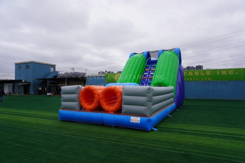 T8-3816 Customized Double Slide Inflatable Slide With Obstacles