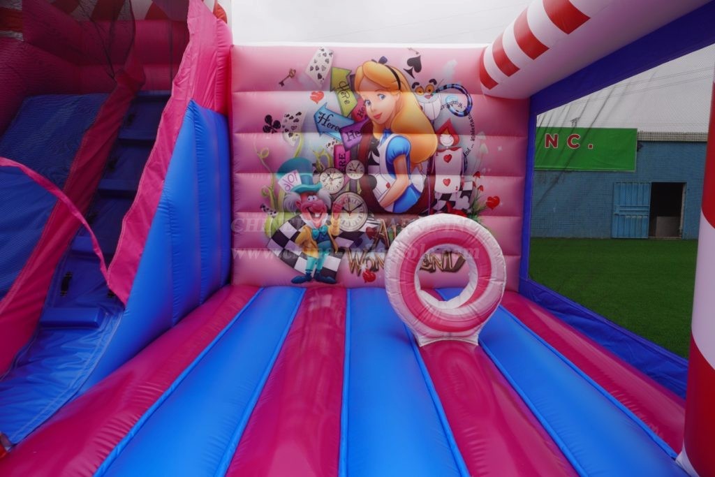 T2-3334B Sweet Candy-Themed Pink Inflatable Bounce House With Slide