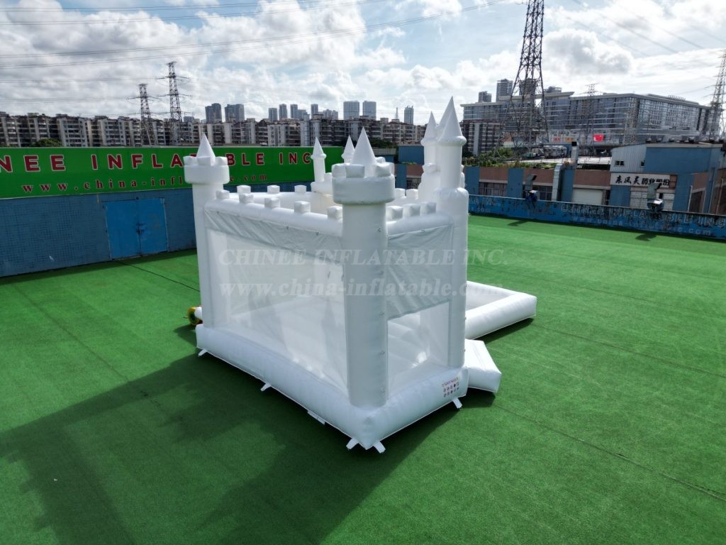 T2-8113 Pure White Inflatable Wedding Castle & Slide