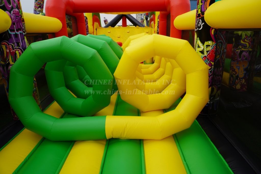 T7-1814B Graffiti Themed Inflatable Obstacle Course