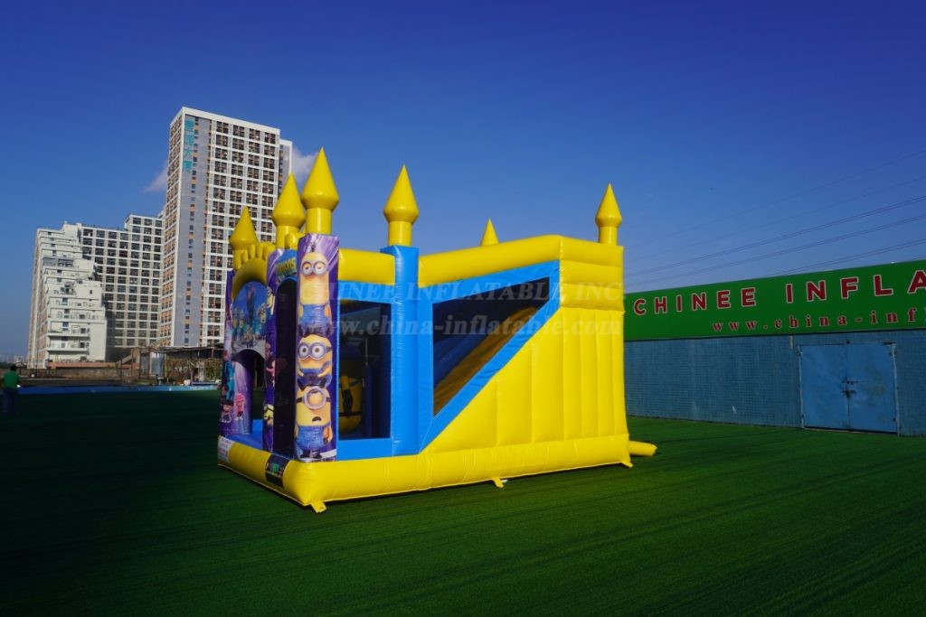 T5-1002H Minion theme inflatable castle with slide