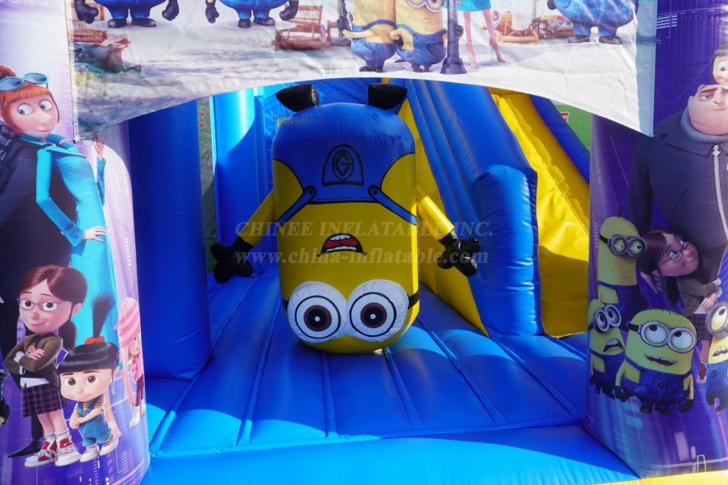 T5-1002H Minion theme inflatable castle with slide