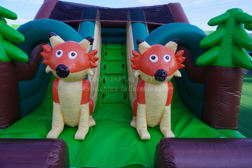 T8-6004 Jungle Adventure Inflatable Slide with Fox Guardians