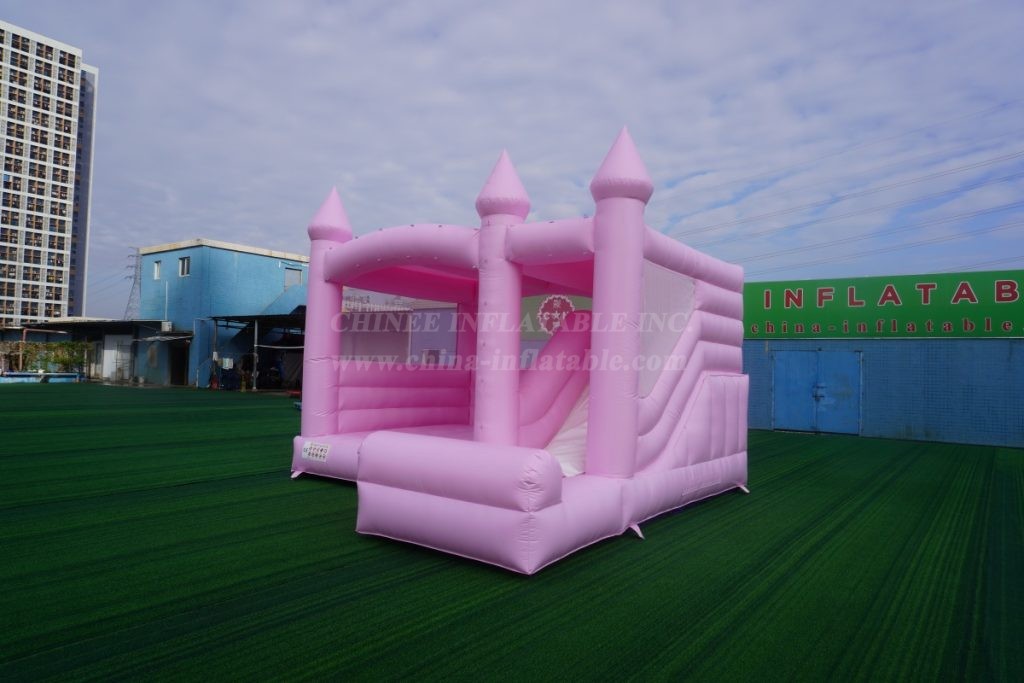 T2-3530B Pink Wedding Bouncy Castle With Slide